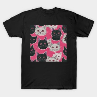 Black And White Cats Pattern T-Shirt